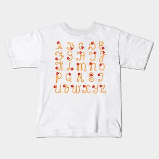 English alphabet. Back to school soon. Letters for children. Study. Kids T-Shirt